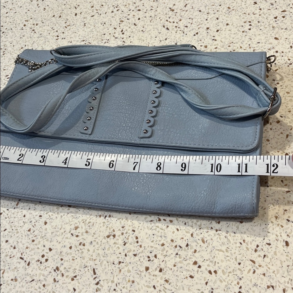 Jessica Simpson Light Blue 2 in 1 crossbody and clutch purse with Silver Accents - Picture 9 of 12